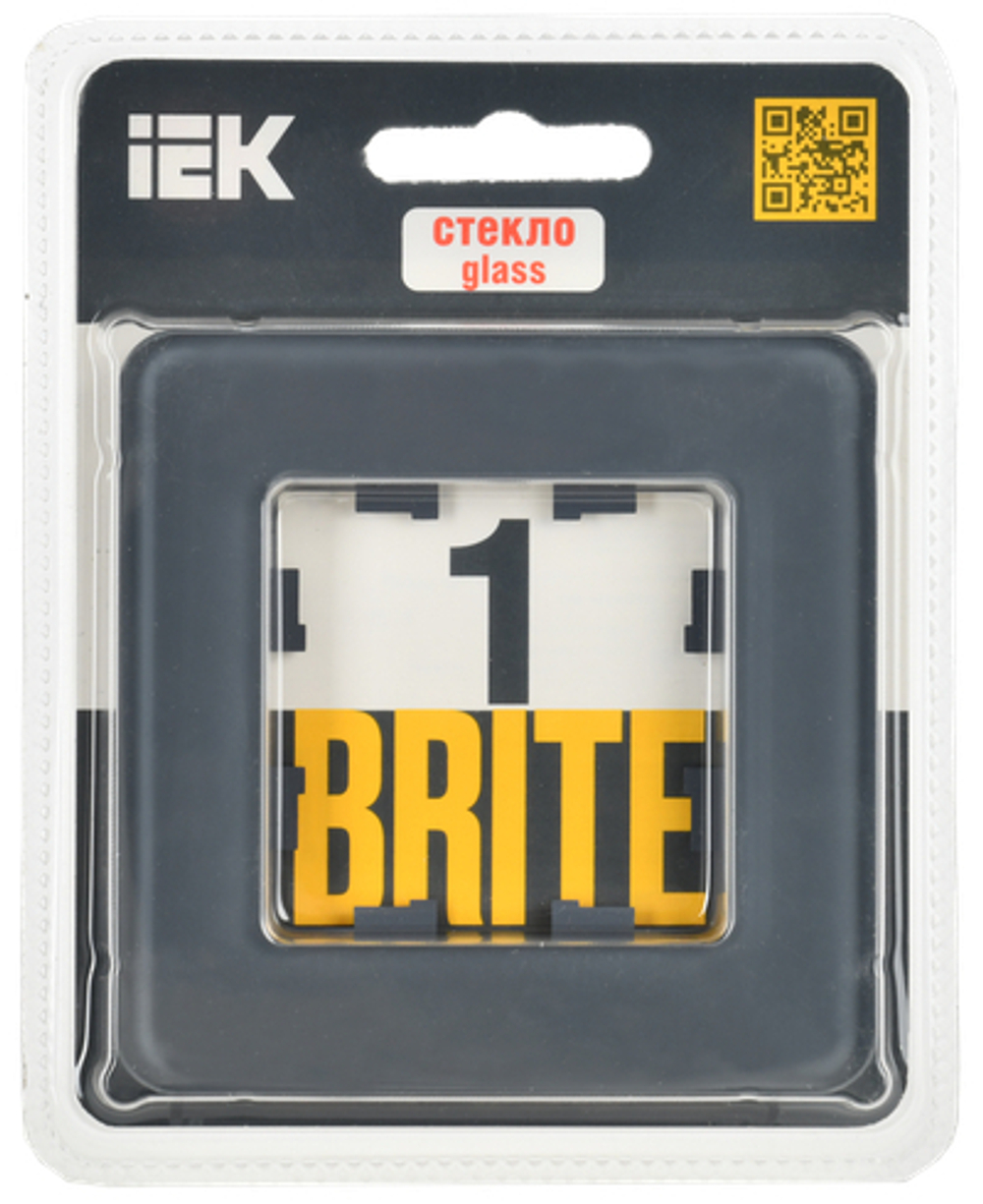 BRITE Рамка 1-местная РУ-1-2-Бр стекло графит RE IEK