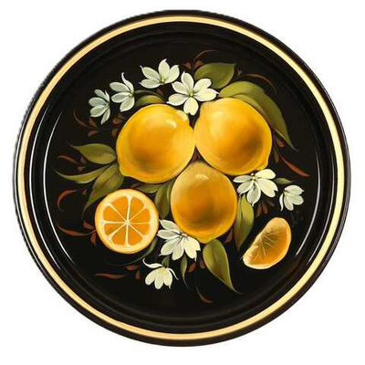 Жостовский поднос декоративный, размер 22 см (A5), металлический