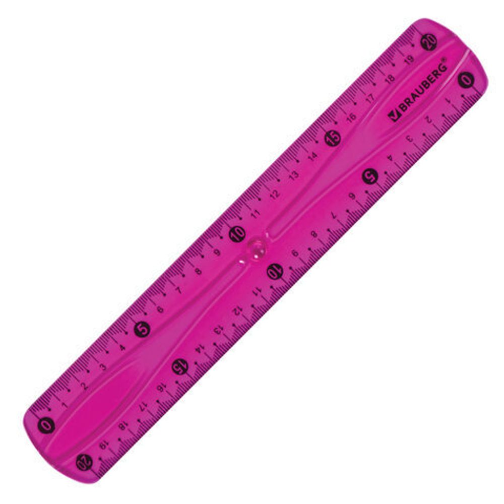 Линейка 20 см гибкая BRAUBERG "FLEX", пластиковая, ассорти, европодвес, 210674
