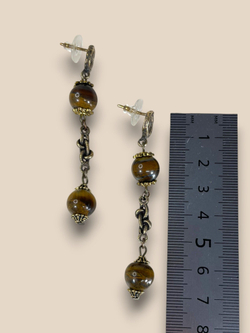 Серьги-пусеты тигровый глаз "Великолепный век"