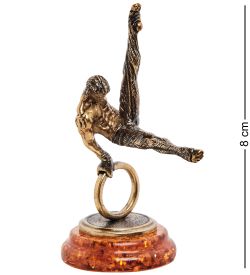 Народные промыслы AM-3206 Фигурка «Гимнаст на кольце» (латунь, янтарь)