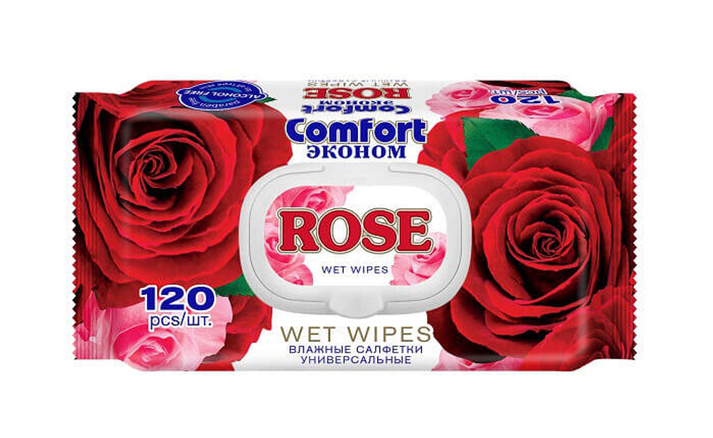 Салфетки влажные Авангард Comfort  Rose универсальные 120 штук.