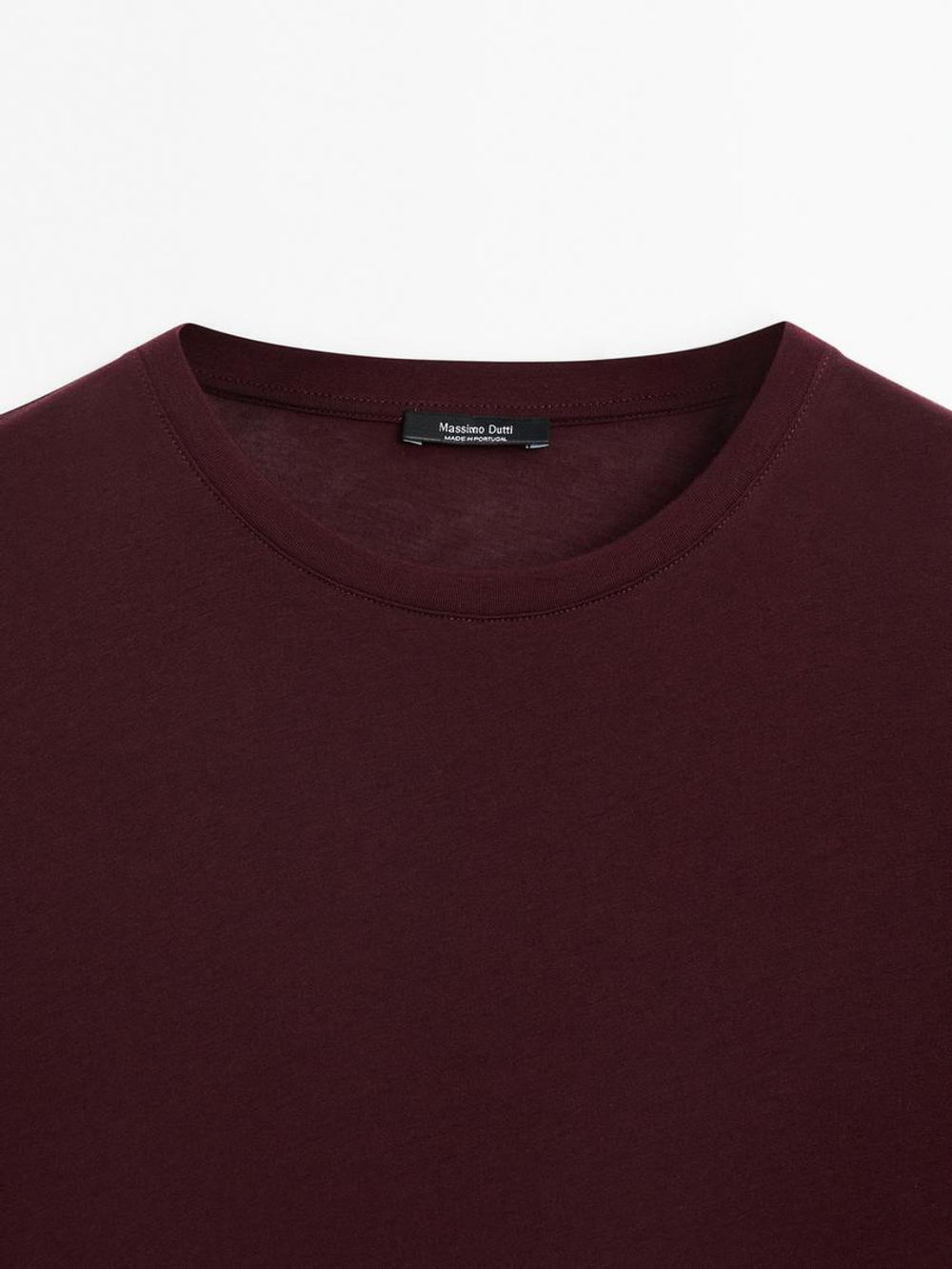 Massimo Dutti Лонгслив из 100% хлопка, бургундский