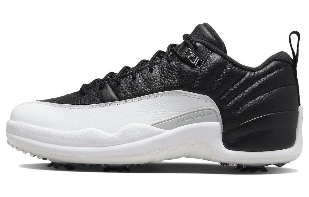 Jordan Air Jordan 12 Low Golf Black and White leather non-slip wear-resistant wrapping support low-top golf shoes for men and women the same black and white