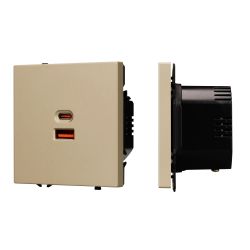 Механизм розетки с быстрой USB зарядкой SCT-NOBE-MUAC-SFPL-FC-GD (65W, QC3) (Arlight, Золотой песок) 054318