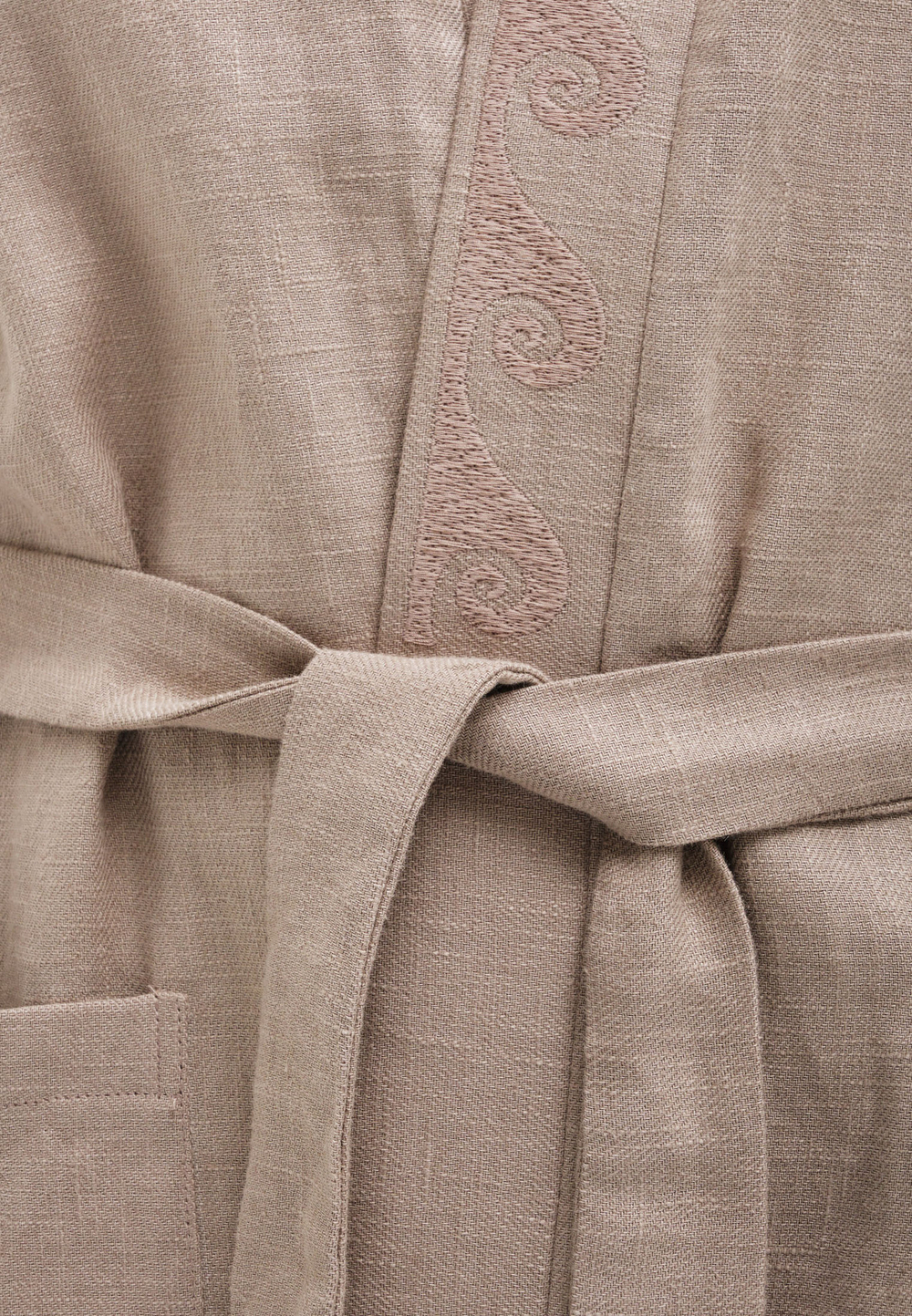 Шапан льняной длинный OYU TOLQYN DARK BEIGE