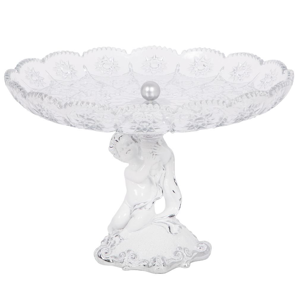 Фруктовница-конфетница Эдем со стеклянной чашей 1257 Серебро