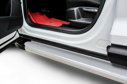 Пороги алюминиевые Volkswagen Touareg (2010-2014) Optima серебристые