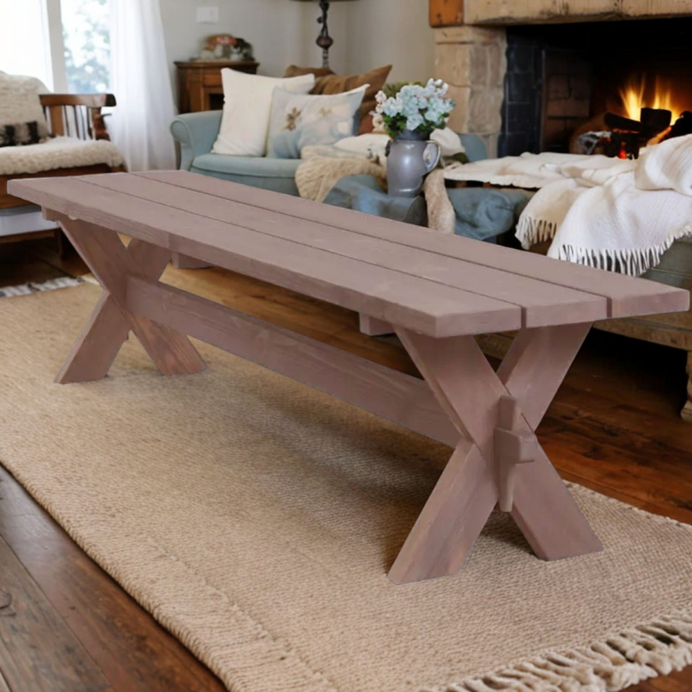 Скамейка садовая, 200х44х44, Осло, для кухни, банкетка в прихожую, из массива дерева, венге, Dipriz