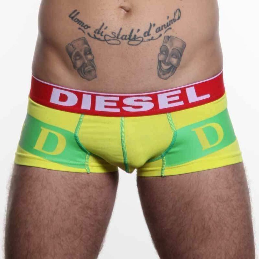 Мужские трусы хипсы с надписью DIESEL боксеры желтые