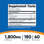Nutricost, Экстракт корня глюкоманнана конжака, 180 капсул (600 мг в 1 капсуле)