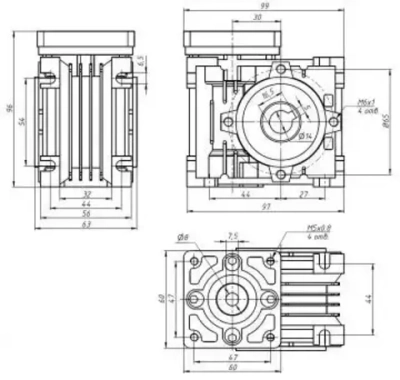 Червячный Редуктор 57мм NMRV-30 (1:10)