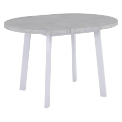 Стол Next круглый раскладной 100-130x100x76,5см, Бетон Лайт, белый