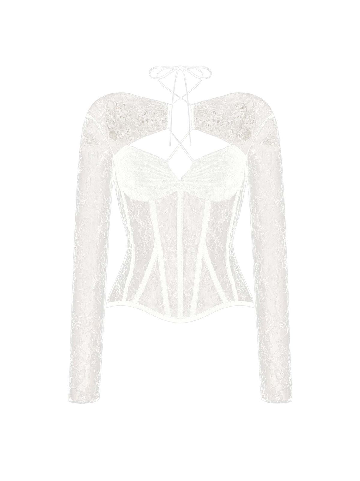 Tоп корсетного типа из кружева с рукавами