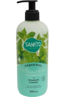 SANFITO Жидкое мыло Лемонграсс и мята Увлажнение и питание 500мл, блок 12шт.