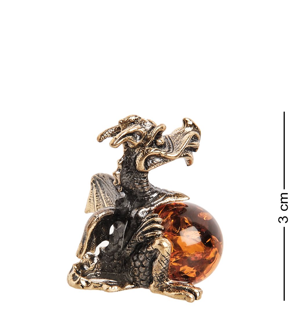 Народные промыслы AM- 272 Фигурка «Сытый дракон» (латунь, янтарь)