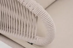 "Милан" кресло плетеное из роупа, каркас алюминий белый муар, роуп бежевый круглый, ткань бежевая 035