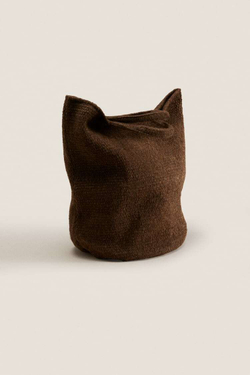 ZARA HOME БОЛЬШАЯ ШЕРСТЯНАЯ СУМКА, КОРИЧНЕВЫЙ