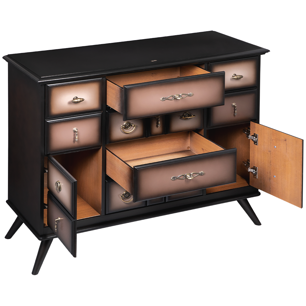 Комод Пандора - 2 с 4 ящиками и 2 полками Орех Оберджин Шоколад