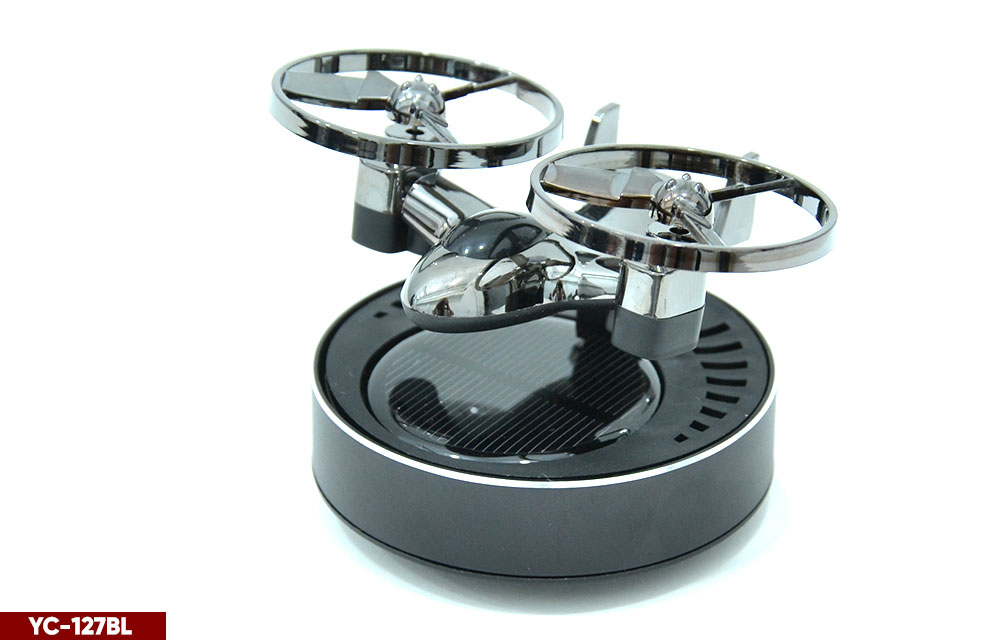 Ароматизатор-игрушка -на торпеду- Вертолет - солн батар (жидк)- YC-127BL черный