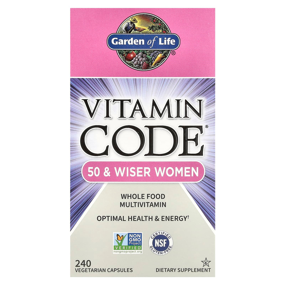 Garden of Life, Vitamin Code®, мультивитамины из цельных продуктов для женщин старше 50 лет, 240 вегетарианских капсул