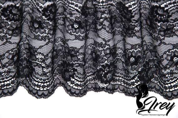 291 Кружево эластичное 19 см, Италия, черный