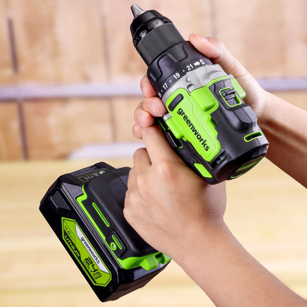 Дрель-шуруповерт акк. Greenworks GD24DD90, 24V, б/щет, 45/90Нм,1x4Ач,ЗУ,кор (3707507CUB)