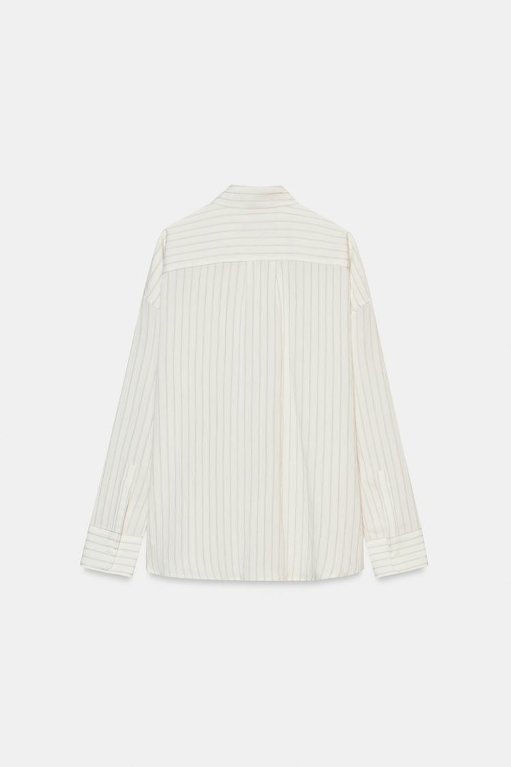 ZARA РУБАШКА ИЗ СТРУЯЩЕЙСЯ ТКАНИ В ПОЛОСКУ — ZW COLLECTION, ЭКРЮ