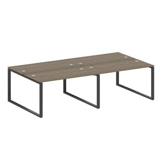 Metal System Рабочая станция на 4 места на О-образном м/к БО.СМ-4.3 Вяз Благородный/Металл Антрацит