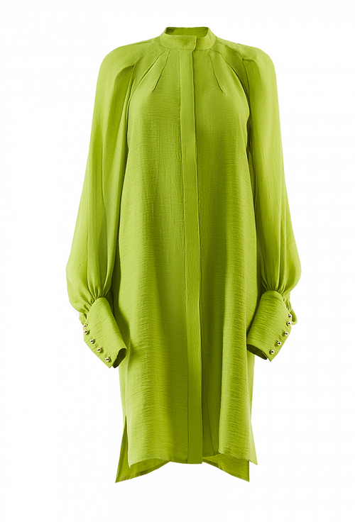 Платье - рубашка с потайной планкой травяное 32-02-20 SS