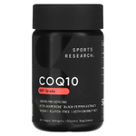 Sports Research, коэнзим Q10 класса USP с экстрактом BioPerine, 100 мг, 30 вегетарианских капсул