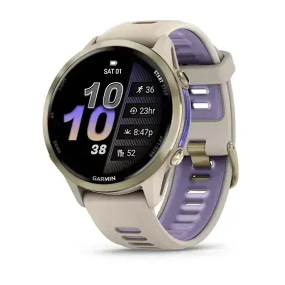 Умные часы Garmin Forerunner 970 Мягкий золотой титан с корпусом и ремешком цвета французский серый