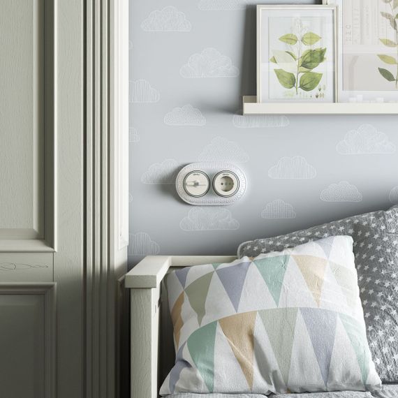 Выключатель двухклавишный на 4 положения Werkel Vintage слоновая кость матовый/хром W5822055 4690389183201