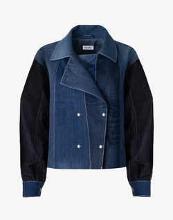 Джинсовая куртка со шнуровкой на спине, синяя