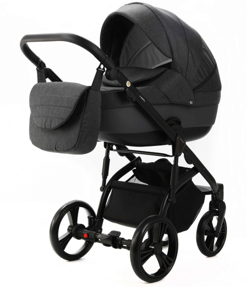 Детская коляска Adamex Lanti 2 в 1 LN-PS35 TIP (Т.СЕРЫЙ + Т.СЕРАЯ КОЖА)