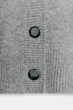 ZARA ПРИТАЛЕННЫЙ КАРДИГАН ИЗ 100% ШЕРСТИ, СЕРЫЙ