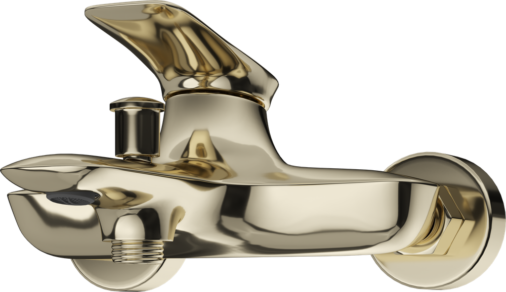 Смеситель для ванны с душем STWORKI Молде S23100GG + Душевой гарнитур Гётеборг S03190GG, глянцевое золото