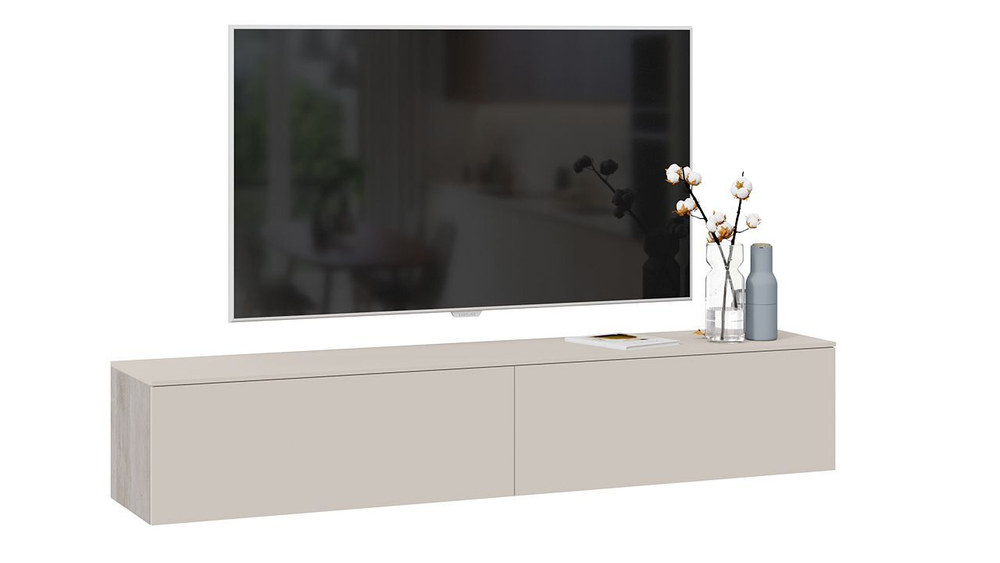 Тумба под телевизор подвесная Баттл Рок/Сантьяго софт 180х37х33 см