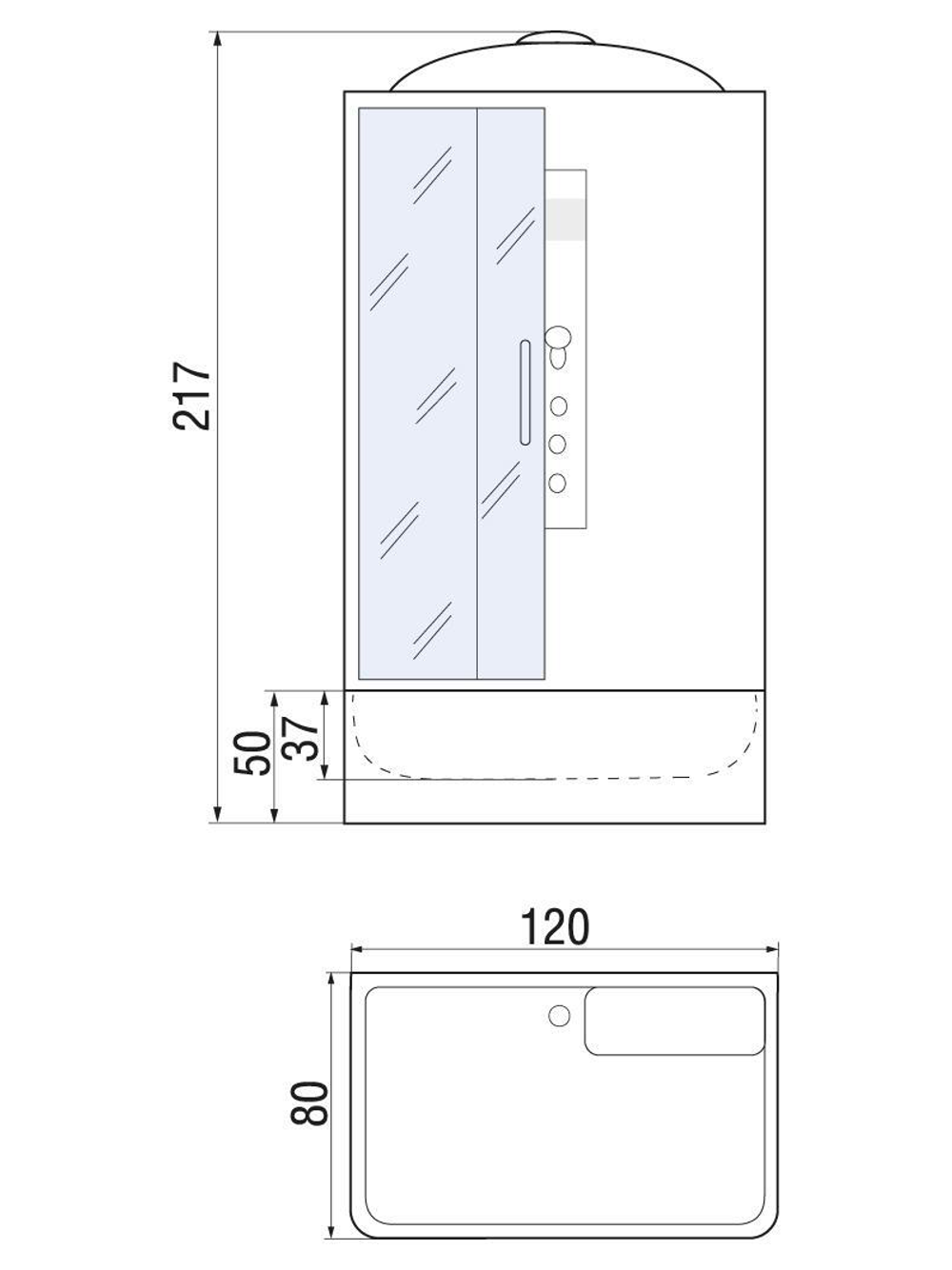 Душевая кабина RIVER VITIM 120/80/55 TH 120х80х217 10000003205 Универсальная Прямоугольная