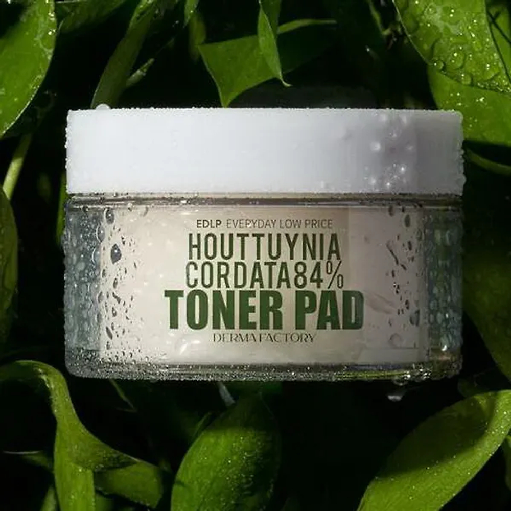 Тонер - пэды для лица увлажняющие с экстрактом Хауттюйнии Derma Factory Houttuynia Cordata 84% Toner Pad, 30шт (150мл)