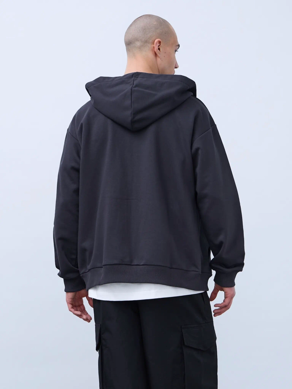 Худи оверсайз на молнии без начеса (графит)