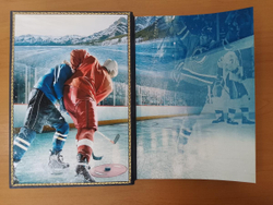 "Хоккей. История и современность" Книга в кожаной обложке в подарочном коробе