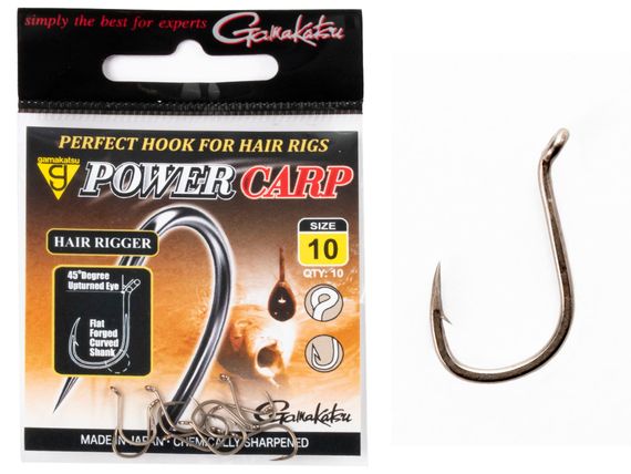 Крючки Gamakatsu POWERCARP HAIR RIGGER EYED HOOK разм. 10 10шт.