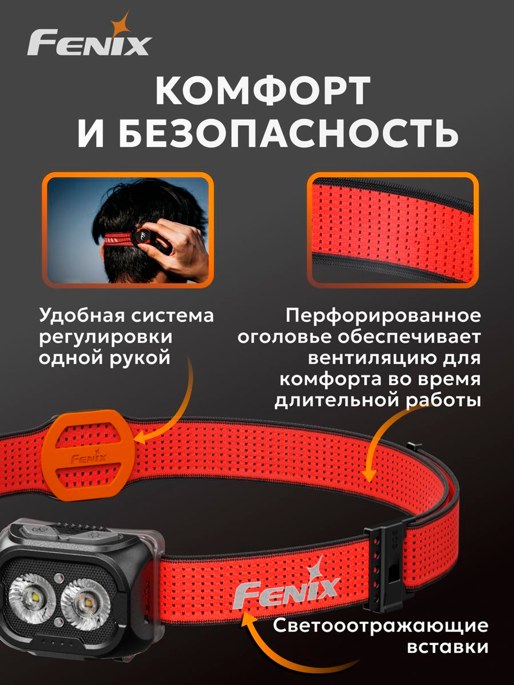 Фонарь налобный Fenix HL18R-T V2.0 черный с красным ремешком