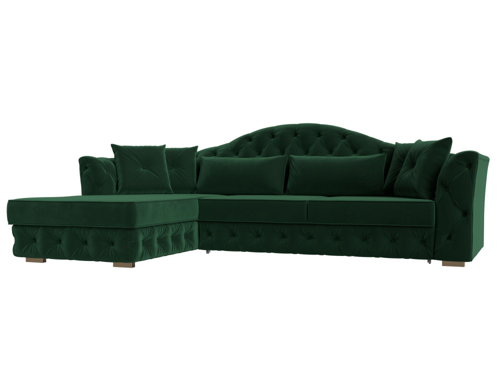 Диван угловой Артис левый угол, Зеленый, Велюр, 121584L