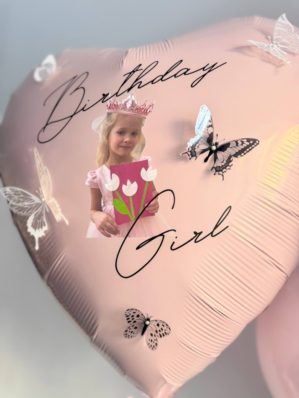 Воздушные гелиевые шары для дочки корона/бабочки/пыльная роза №4708