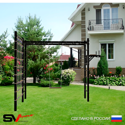 Уличная шведская стенка Sv Sport рукоход с комплектом турник прямой У5544 (Брусья/Деревянные/Сетка)