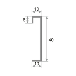 Плинтус из нержавейки с кабель-каналом Н40 глянцевый 2500 мм