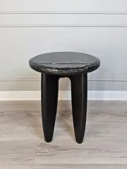 Журнальный столик SC-12, Ø50х48 см, черный мрамор, дерево