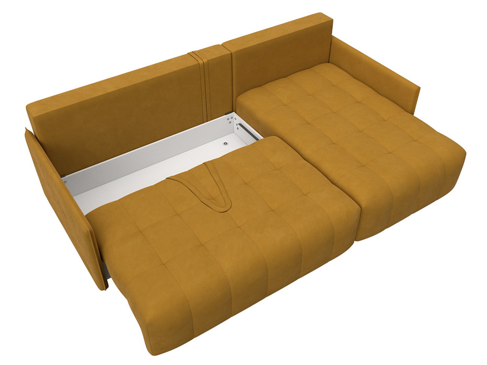 Диван угловой Лига-054 НПБ угол универсальный ВЕЛЮР BRUT 10 желтый